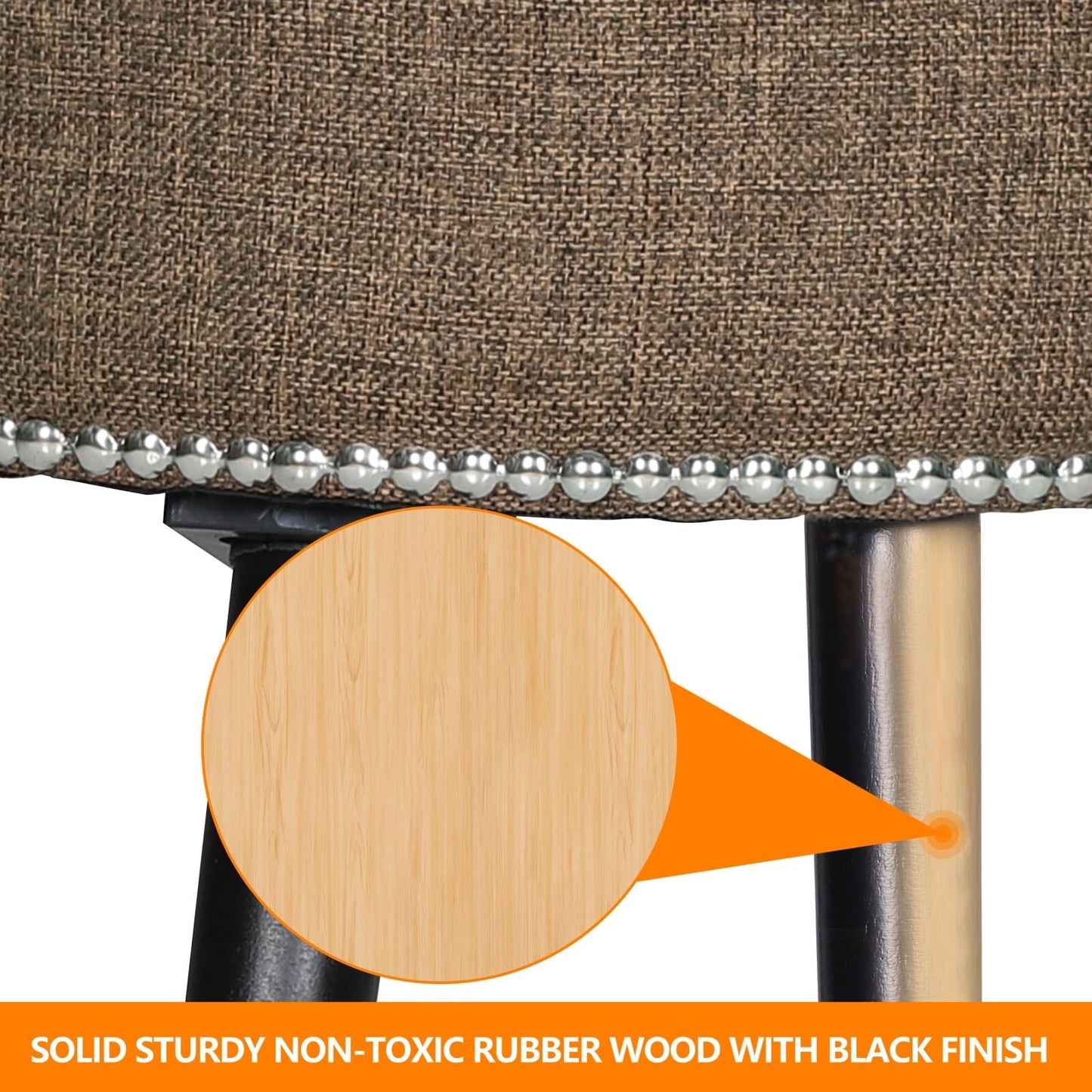 Sedia da trucco VEIKOUS con schienale basso e gambe in legno - 17,3 x 15,7 x 25,1