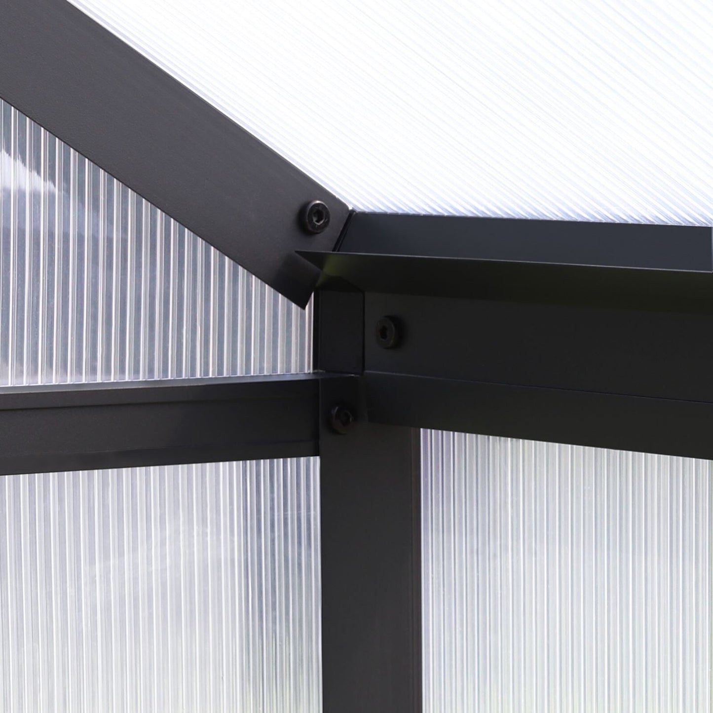 Kit serra da giardino in alluminio VEIKOUS con tetto regolabile e porta con serratura, grigio