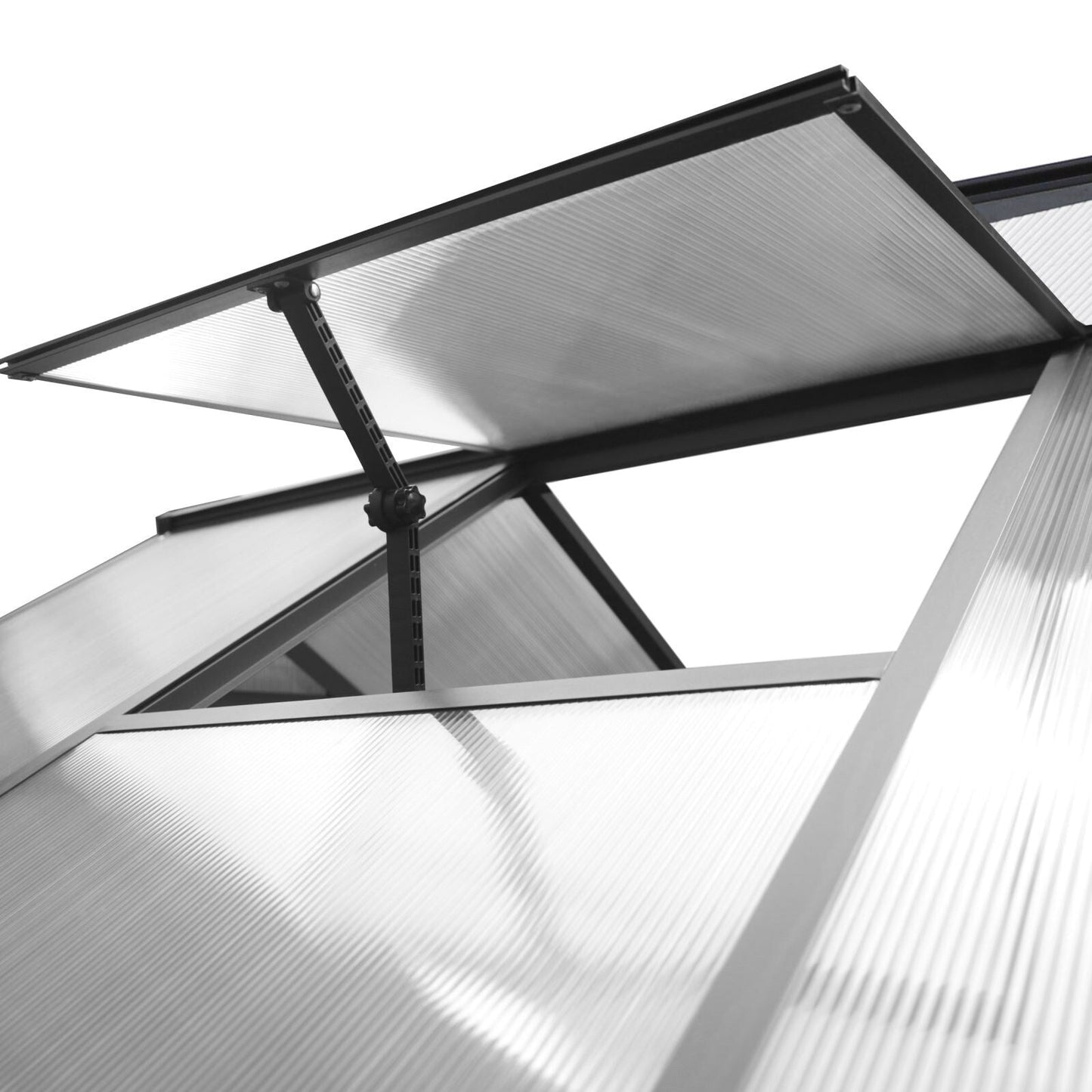 Kit serra da giardino in alluminio VEIKOUS con tetto regolabile e porta con serratura, grigio