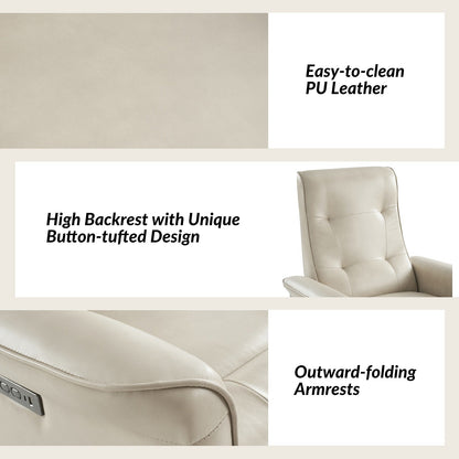 Poltrona reclinabile elettrica girevole Valentin Modern in similpelle con porte USB, set da 2 di HULALA HOME