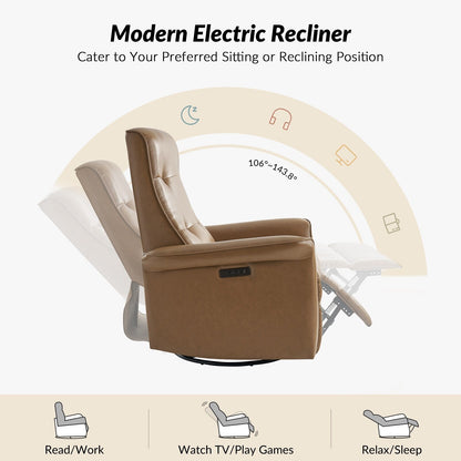 Poltrona reclinabile elettrica girevole Valentin Modern in similpelle con porte USB, set da 2 di HULALA HOME