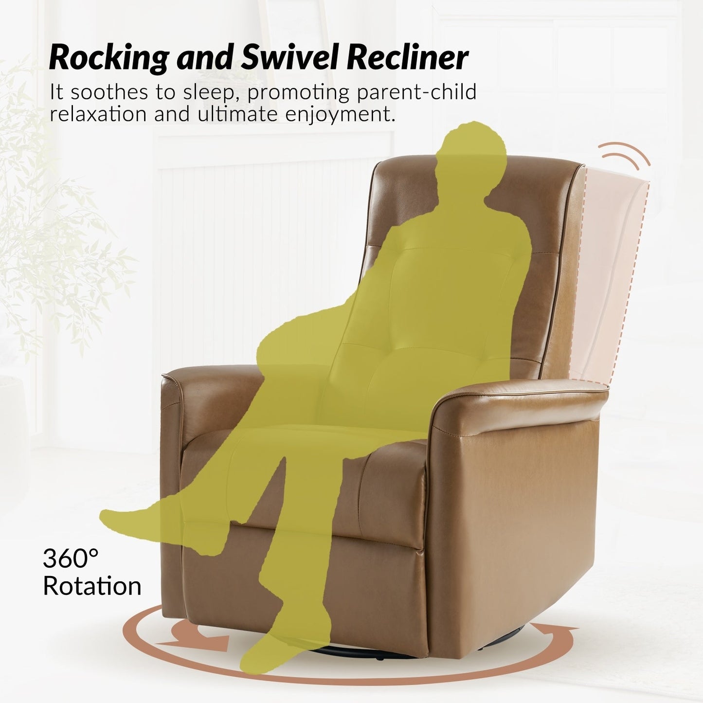 Poltrona reclinabile elettrica girevole Valentin Modern in similpelle con porte USB, set da 2 di HULALA HOME