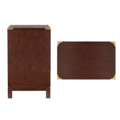 Comodino Valoria a 3 cassetti con dettagli dorati