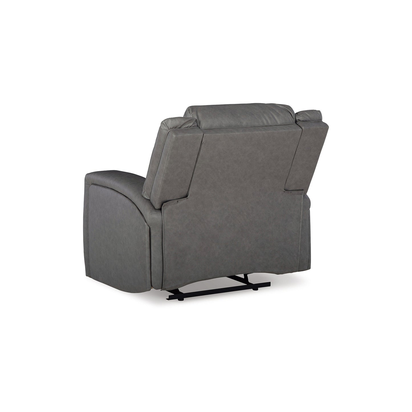Poltrona reclinabile manuale Vance, similpelle grigia, poggiatesta con cuscino
