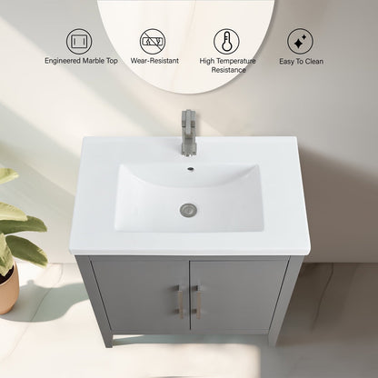 Mobiletto per lavabo da bagno Vanity Art 20 o 24 o 30 con piano in ceramica