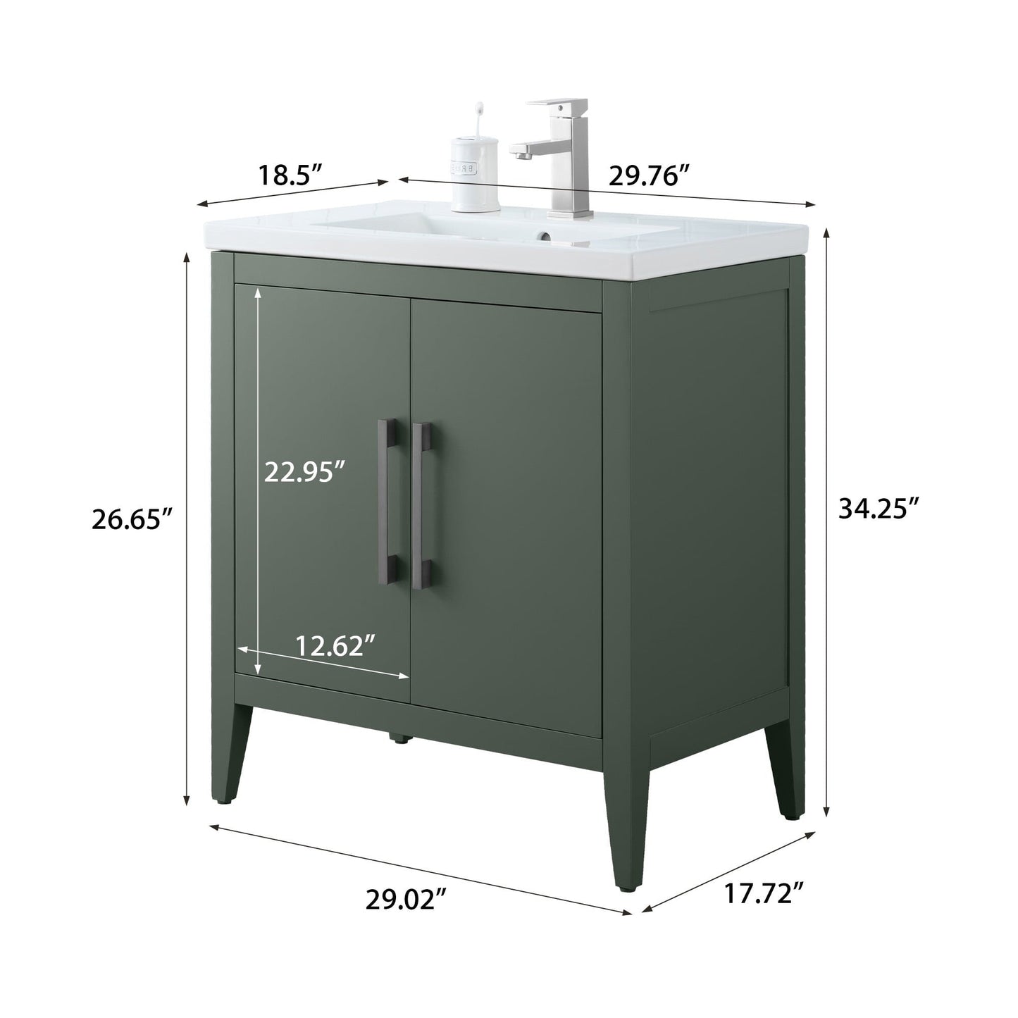 Mobiletto per lavabo da bagno Vanity Art 20 o 24 o 30 con piano in ceramica