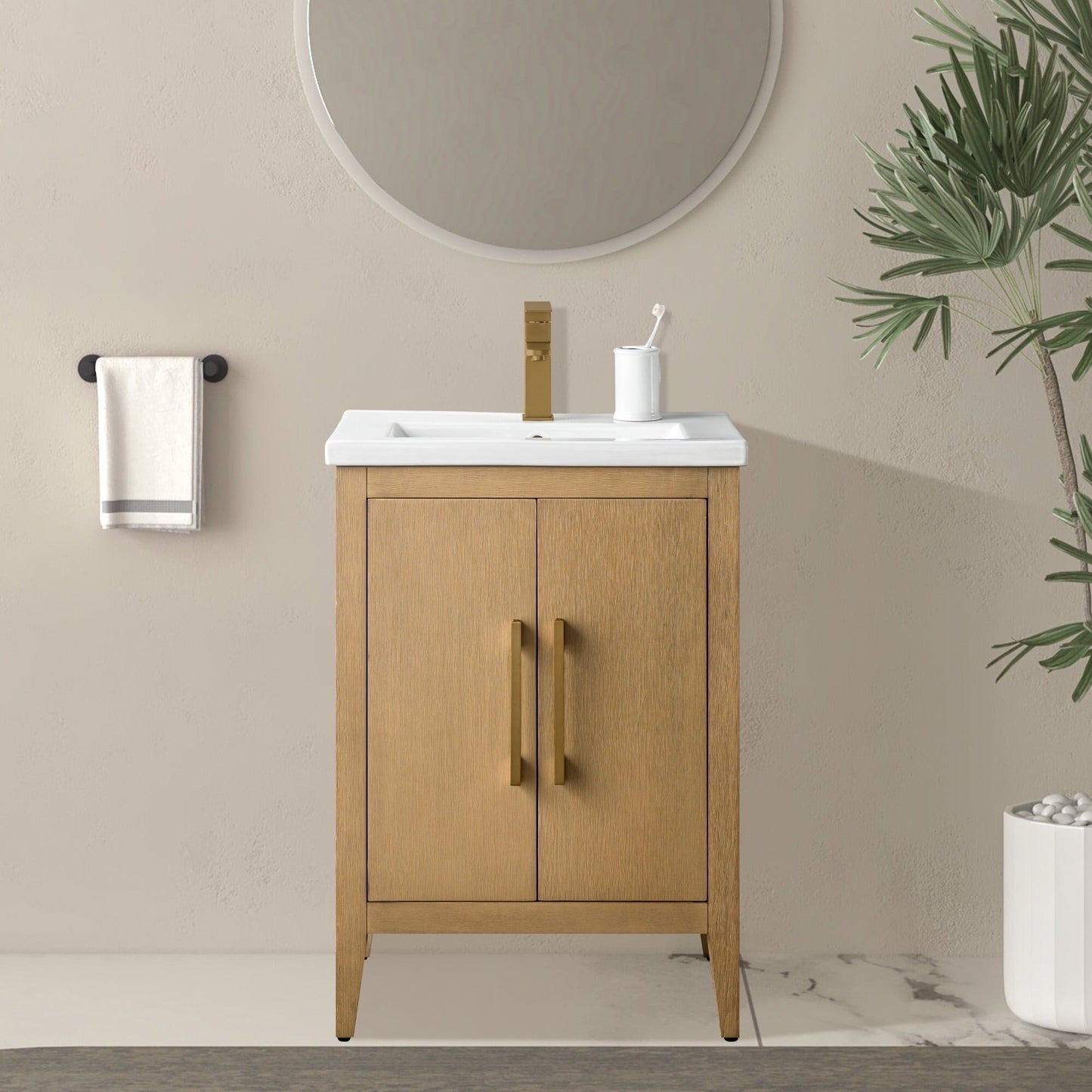 Mobiletto per lavabo da bagno Vanity Art 20 o 24 o 30 con piano in ceramica