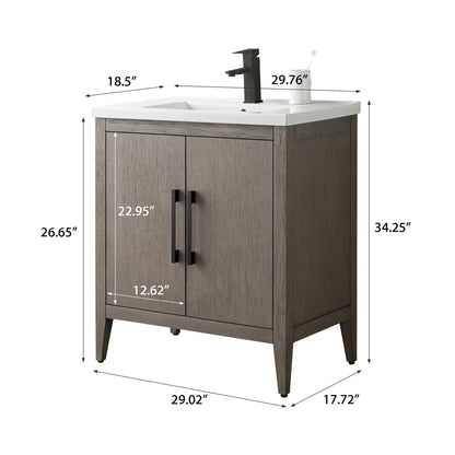 Mobiletto per lavabo da bagno Vanity Art 20 o 24 o 30 con piano in ceramica
