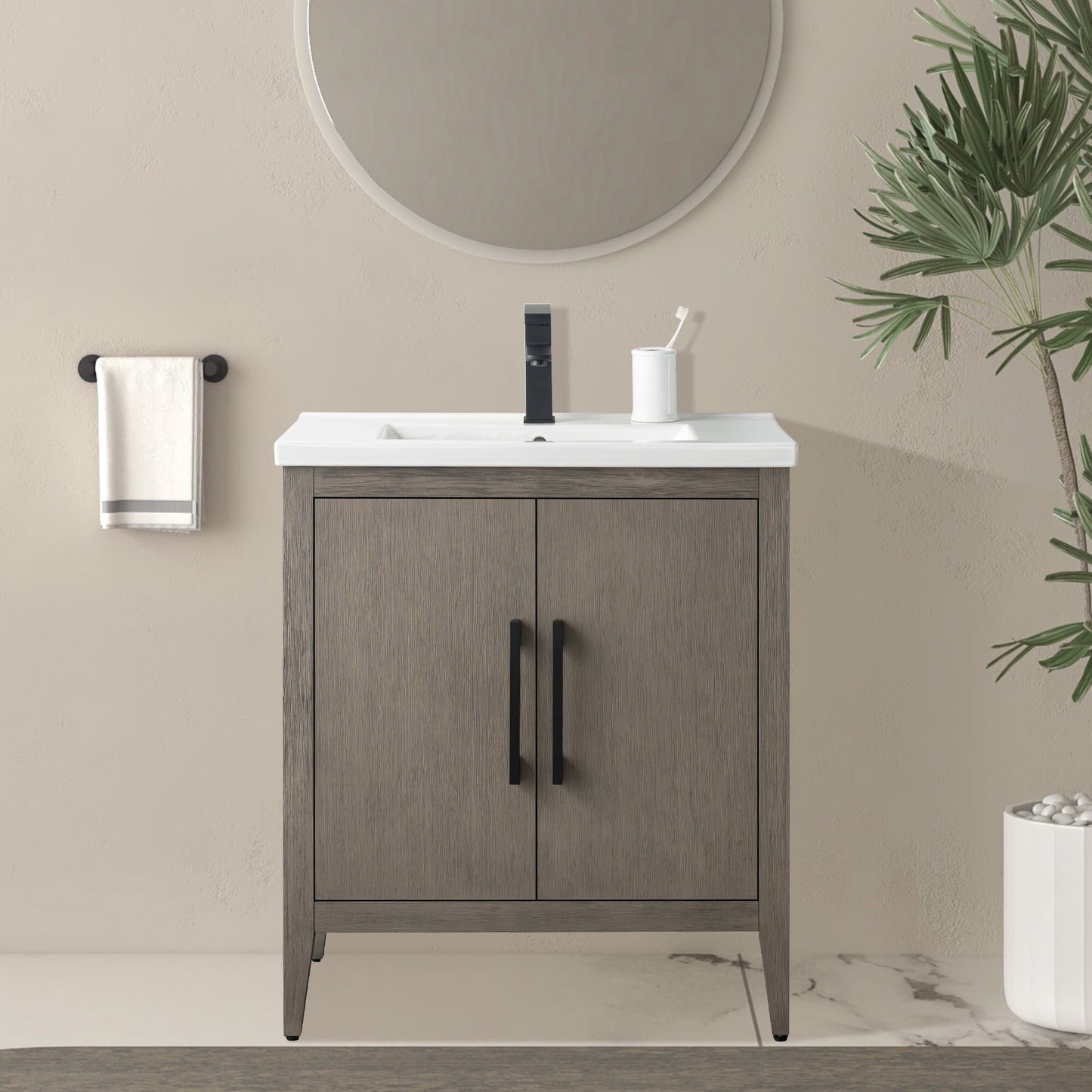 Mobiletto per lavabo da bagno Vanity Art 20 o 24 o 30 con piano in ceramica