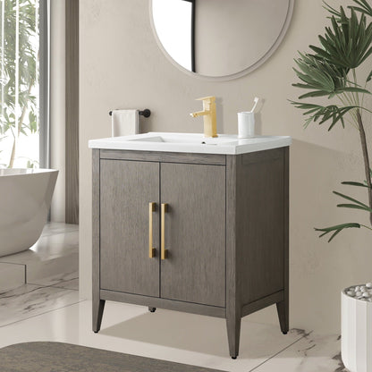 Mobiletto per lavabo da bagno Vanity Art 20 o 24 o 30 con piano in ceramica