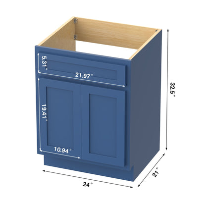 Mobiletto per lavabo da bagno Vanity Art in legno massello da 24 pollici con lavabo singolo