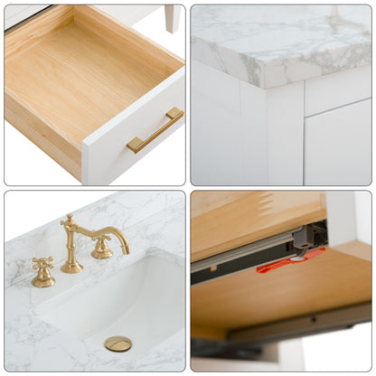 Mobiletto per lavabo da bagno Vanity Art 72 con doppio lavabo e piano in marmo ingegnerizzato