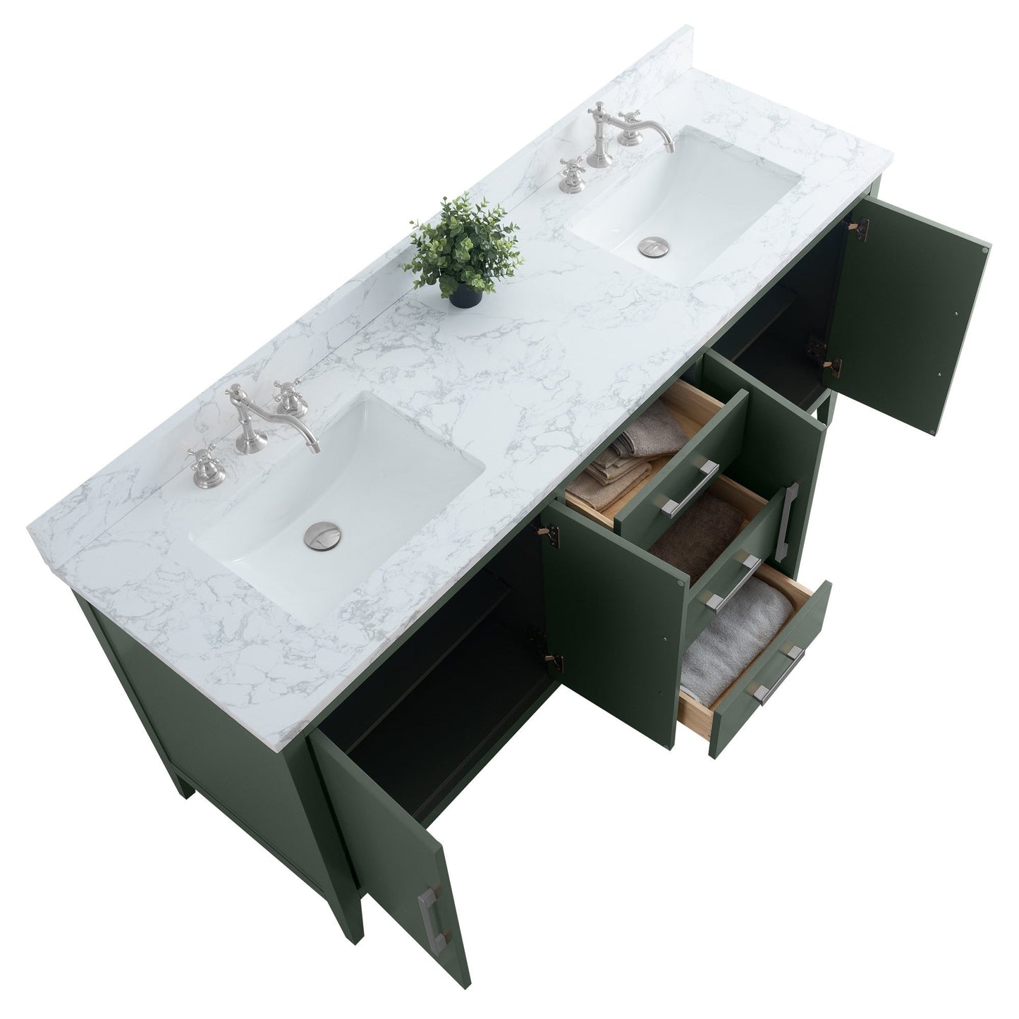 Mobiletto per lavabo da bagno Vanity Art 72 con doppio lavabo e piano in marmo ingegnerizzato