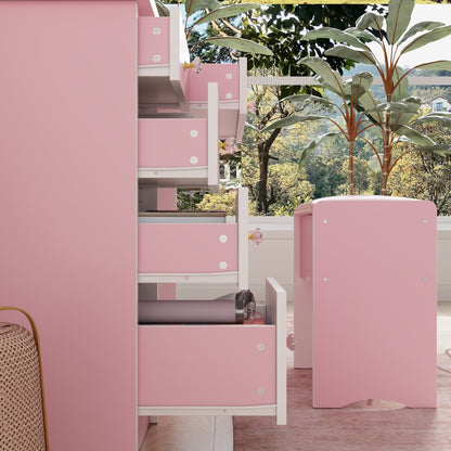 Set da toeletta con specchio e lampada, tavolo da trucco per la casa con sgabello