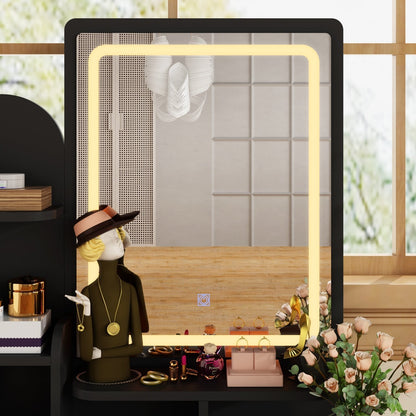 Set da toeletta con specchio e lampada, tavolo da trucco per la casa con sgabello