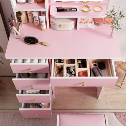 Set da toeletta con specchio e lampada, tavolo da trucco per la casa con sgabello