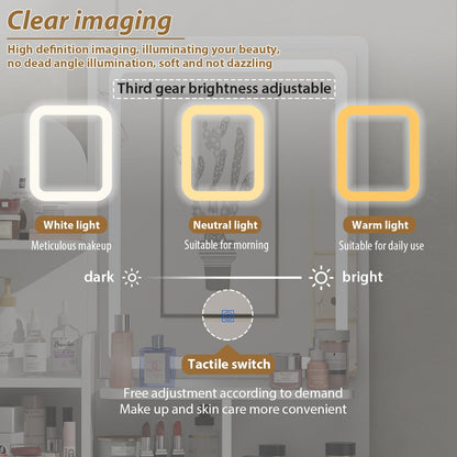 Set da toeletta con specchio e lampada, tavolo da trucco per la casa con sgabello