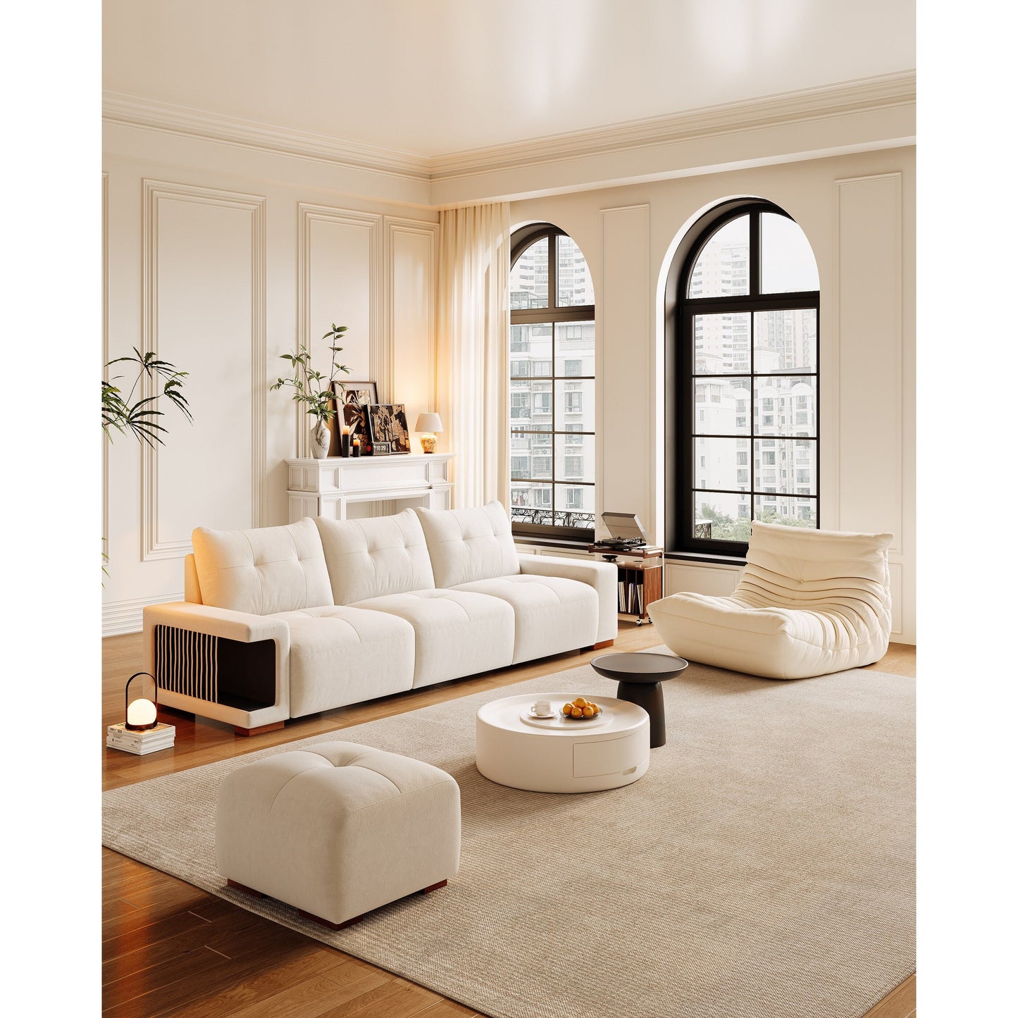 Divano a 3 posti in velluto con tessuto antigraffio per gatti