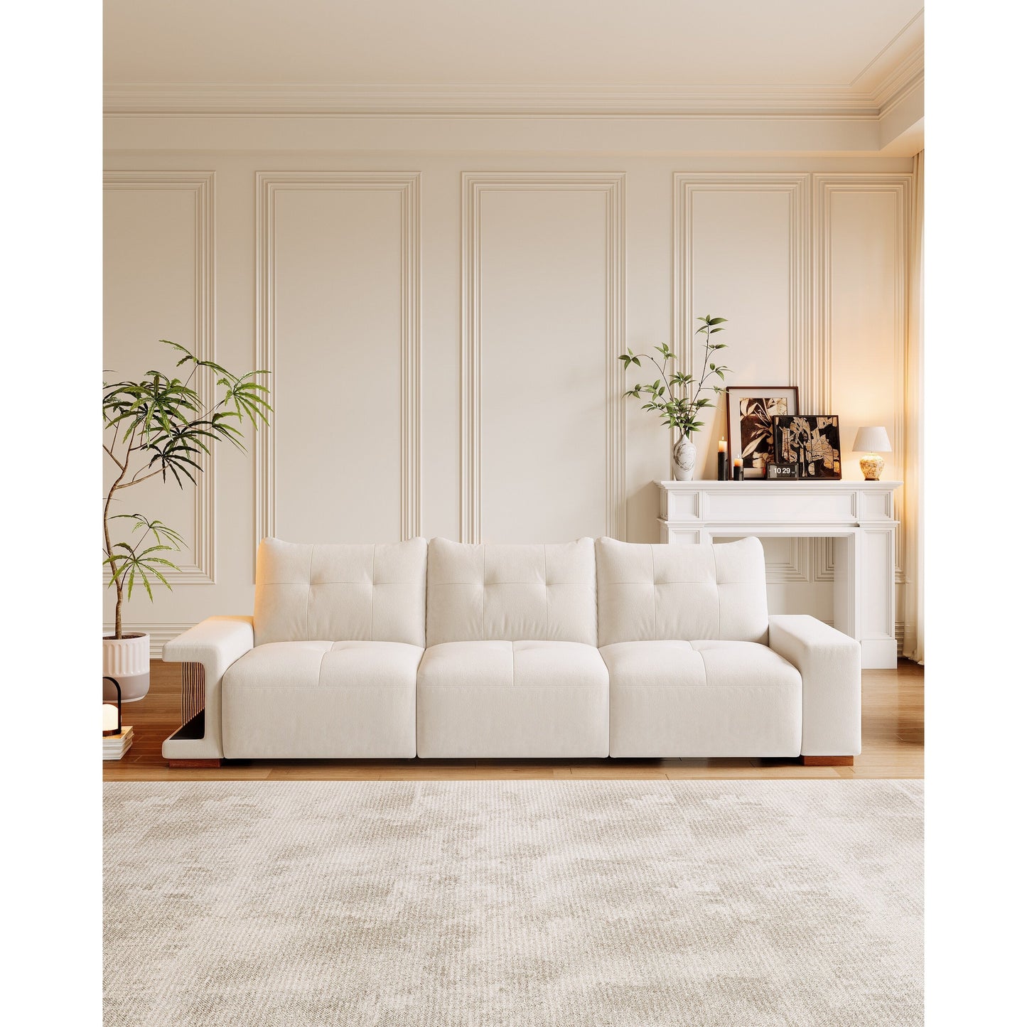 Divano a 3 posti in velluto con tessuto antigraffio per gatti