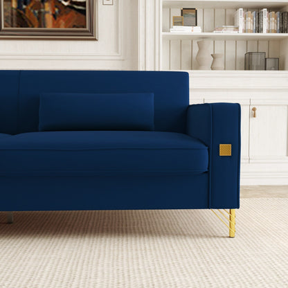 Divano a 3 posti in velluto con dettagli dorati