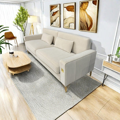 Divano a 3 posti in velluto con dettagli dorati