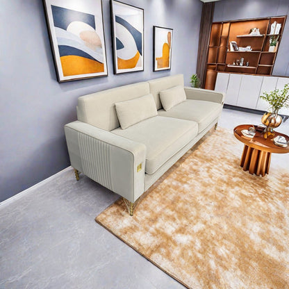 Divano a 3 posti in velluto con dettagli dorati