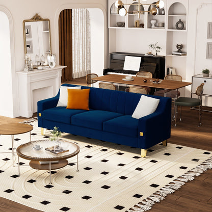 Divano a 3 posti in velluto con dettagli dorati