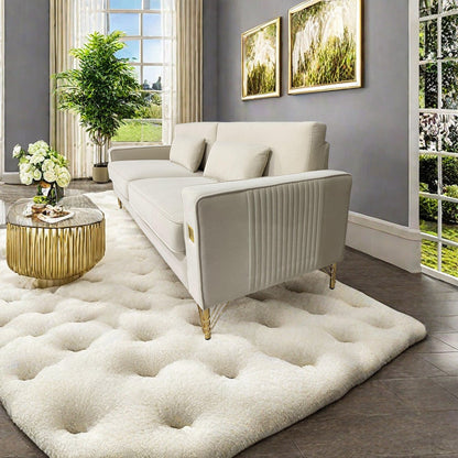 Divano a 3 posti in velluto con dettagli dorati