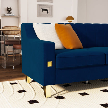 Divano a 3 posti in velluto con dettagli dorati