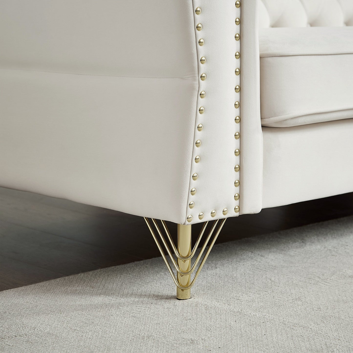 Divano a 3 posti in velluto con divano capitonné