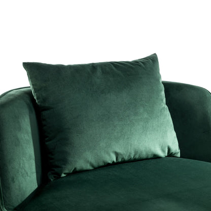 Poltrona girevole a 360° in velluto con cuscino di seduta, poltrona imbottita a botte con base in acciaio inossidabile, sedia da soggiorno