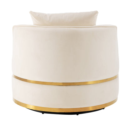 Poltrona girevole a 360° in velluto con cuscino di seduta, poltrona imbottita a botte con base in acciaio inossidabile, sedia da soggiorno