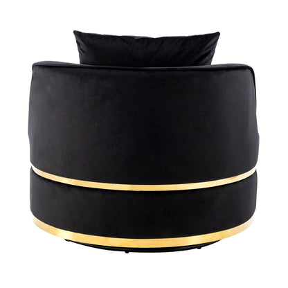 Poltrona girevole a 360° in velluto con cuscino di seduta, poltrona imbottita a botte con base in acciaio inossidabile, sedia da soggiorno