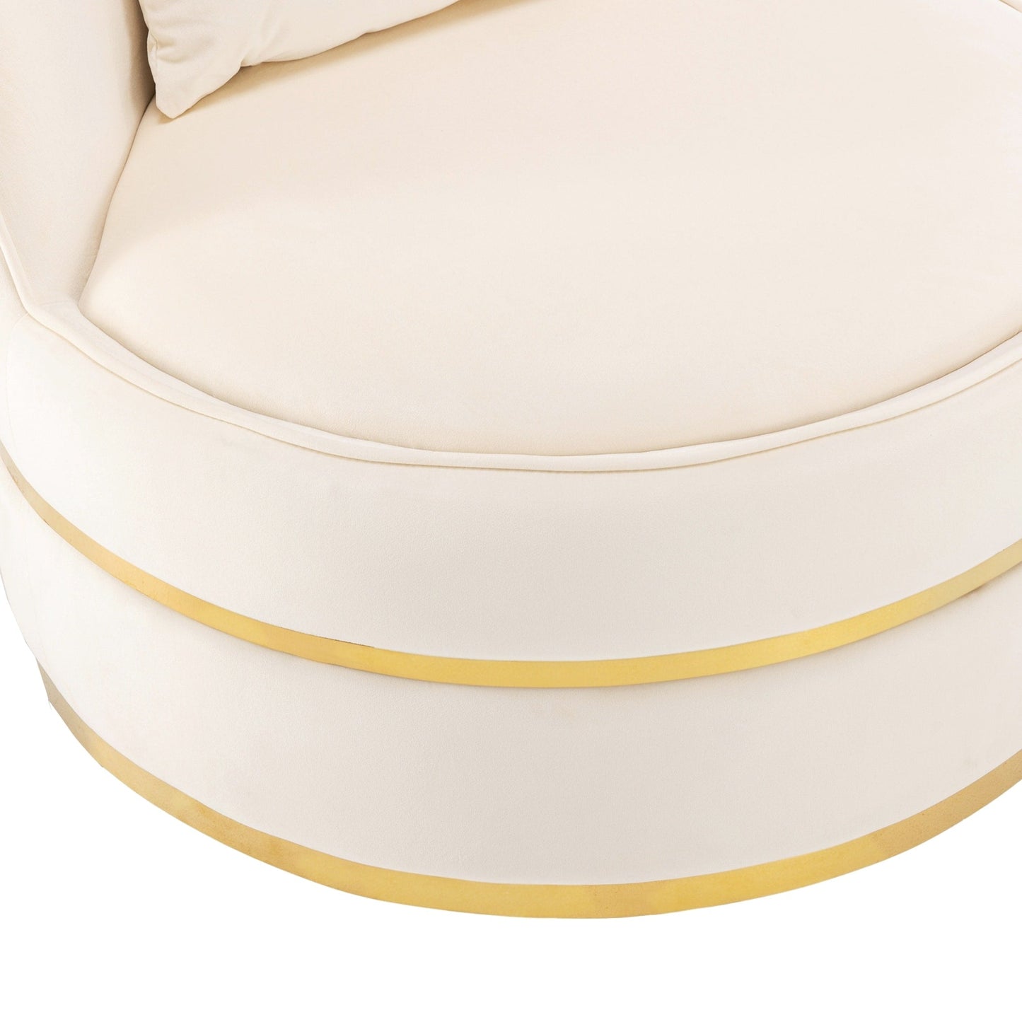 Poltrona girevole a 360° in velluto con cuscino di seduta, poltrona imbottita a botte con base in acciaio inossidabile, sedia da soggiorno