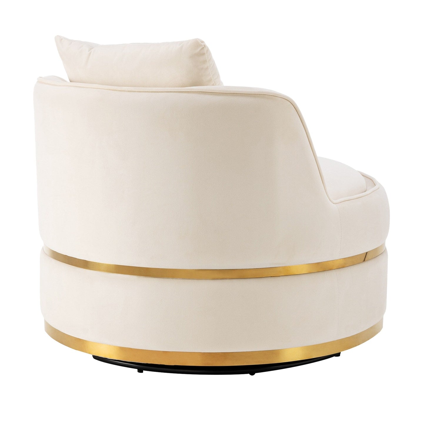 Poltrona girevole a 360° in velluto con cuscino di seduta, poltrona imbottita a botte con base in acciaio inossidabile, sedia da soggiorno