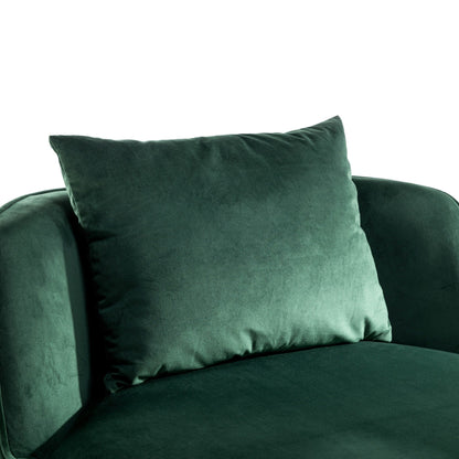 Poltrona girevole a 360° in velluto con cuscino di seduta, poltrona imbottita a botte con base in acciaio inossidabile, sedia da soggiorno