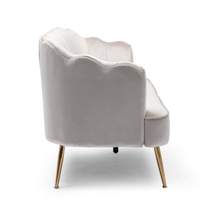 Divano a 3 posti in velluto con cuciture a canale e gambe in metallo