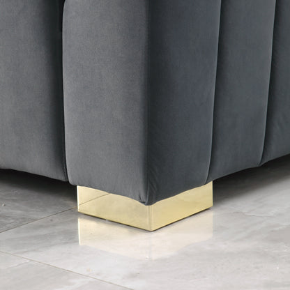 Divano a 3 posti con cuscini e trapuntatura in velluto