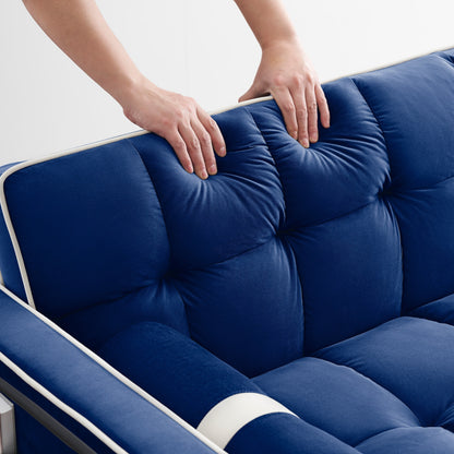 Divano letto convertibile in velluto da 55'' a 2 posti con letto estraibile, reclinazione regolabile, tasche laterali e porta telefono