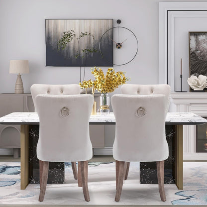 Set di 2 sedie da pranzo in velluto, sedie da pranzo trapuntate con schienale a borchie e anello di chiusura - 25,5×19,7×37,4 pollici