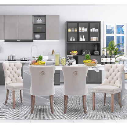 Set di 2 sedie da pranzo in velluto, sedie da pranzo trapuntate con schienale a borchie e anello di chiusura - 25,5×19,7×37,4 pollici