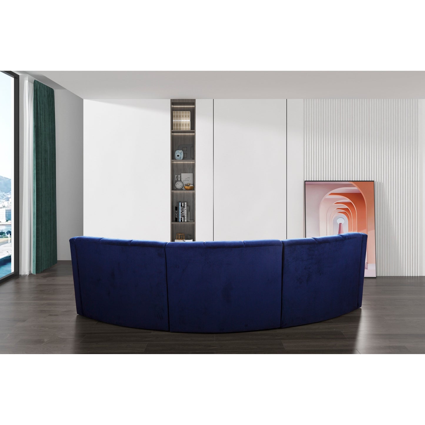 Divano modulare da pavimento simmetrico curvo senza gambe in velluto - 127