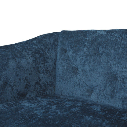 Divano a due posti in velluto con braccioli svasati e seduta profonda