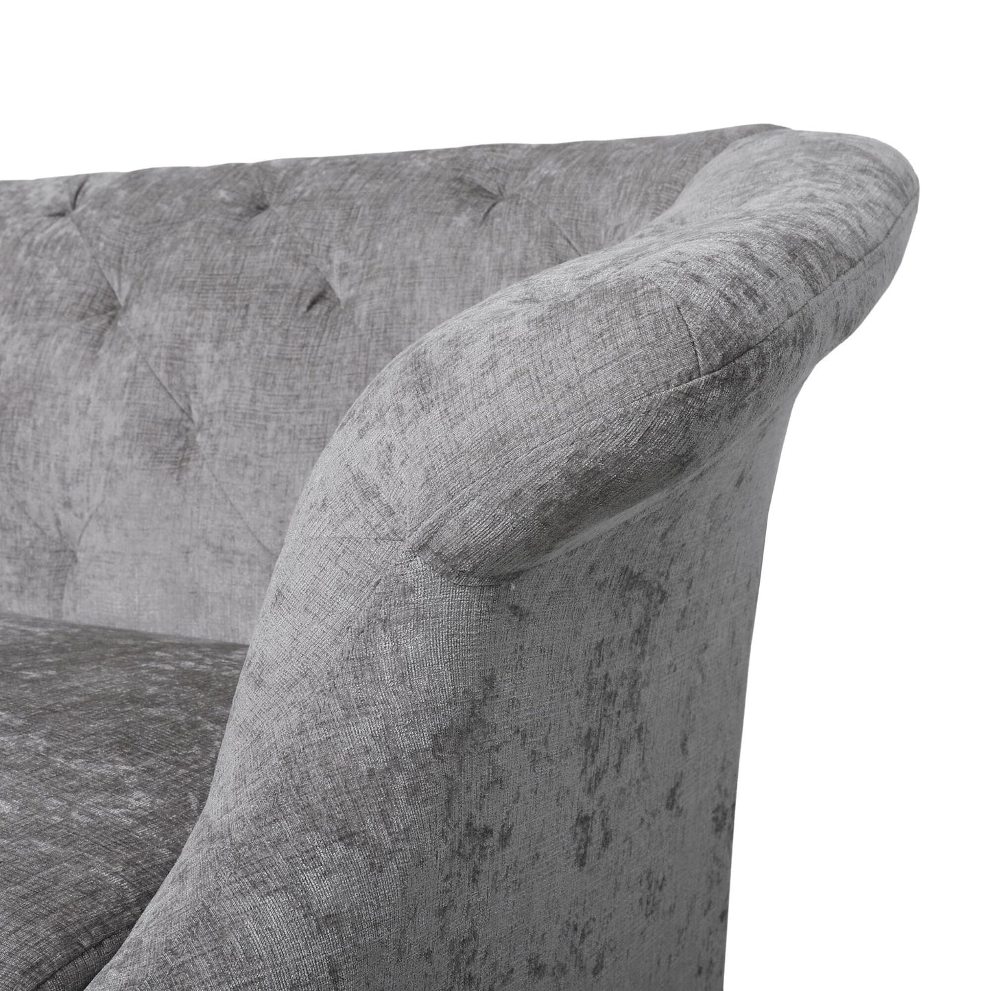 Divano a due posti in velluto con braccioli svasati e seduta profonda