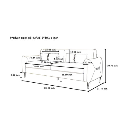 Divano a due posti in velluto con gambe dorate