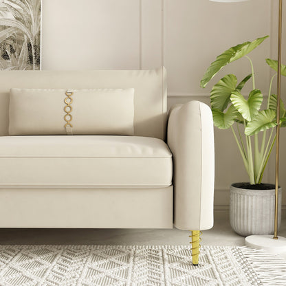 Divano a due posti in velluto con gambe dorate