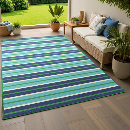 Tappeto per interni/esterni Mackinac Blue Stripes di Vista Home.