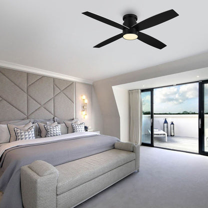 Ventilatore da soffitto a filo WINGBO da 44/52 pollici con luci e telecomando, 4 pale reversibili