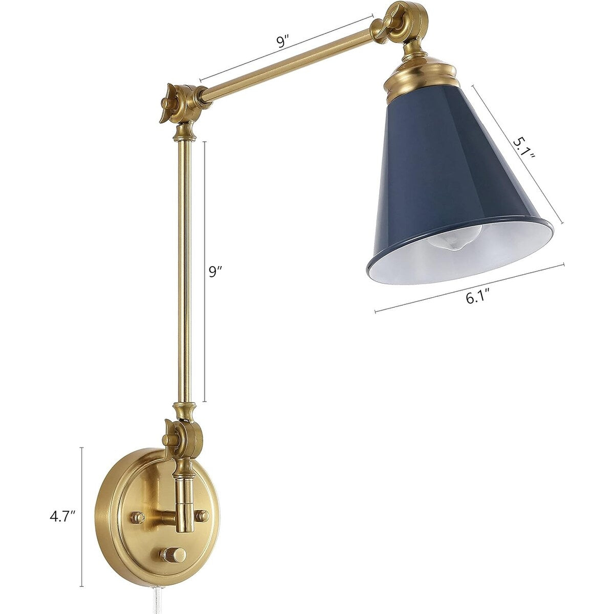 Applique da parete industriale WINGBO con braccio girevole e paralume in metallo, confezione da 2...