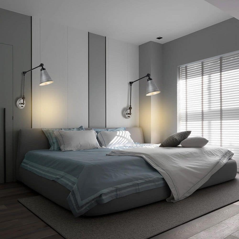 Applique da parete industriale WINGBO con braccio girevole e paralume in metallo, confezione da 2...